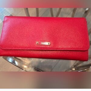 FENDI red leather flap, continental wallet/Crossbody comes with unbranded chain